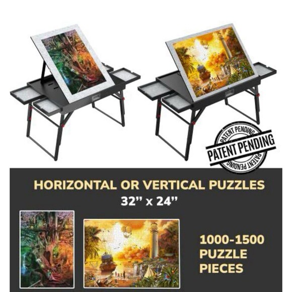 1000-1500 Puzzle Table w/Legs Adjustable Height Angle Direction Drawers NEW - Picture 1 of 3